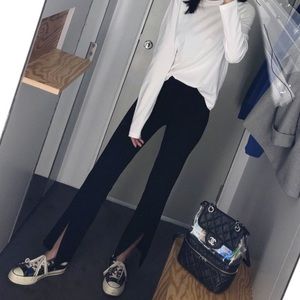 Zara straight cut pants with slits S